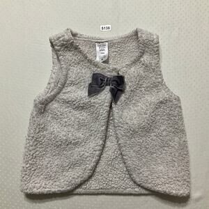 Carter’s Little Girl Vest size 18M White & Gray Sleeveless Fleece Button Closure